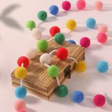 30pcs 2.5cm Colorful Pom Pom Garland, Holiday Atmosphere Decoration, Felt Ball Hanging Ornaments, Colorful Pom Pom String Pennant Flags For Birthday Party, Christmas - Colorful Pom-poms - View 1