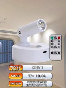 LED Rechargeable Wall Lamp, Magnetic Spotlight, Dimmable Painting Light, Bedside Reading Lamp, Eye-Care Bedroom Night Light, Wireless No-Punch, 360° Rotatable Touch Control, With 2000mAh Lithium Battery, Non-Waterproof ABS And Plastic - Rotating Spotlight - View 15