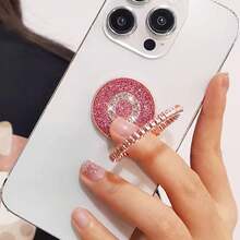 1pc Glitter Rhinestone Ring Phone Holder, Convenient TV/Video Watching Stand, Sturdy Adhesive Grip, Anti-Drop Phone Grip Holder - Multicolor - View 6