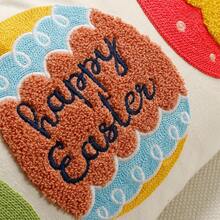 1pc Easter Bunny Rabbit Embroidered Pillow Case 12 X 20 Colorful Bunny Throw Pillow Cover Spring Holiday Decorative Throw Pillow Easter Pillowcase Square Cushion Cover For Couch, Home Decor, Room Decor, Cover Only - Beige - View 2