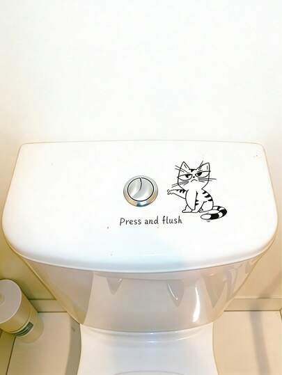 Lindo adhesivo de gato de dibujos animados para el inodoro, adhesivo decorativo para pared de baño, inodoro y bañera, adhesivo de PVC removible