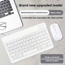 Kit Teclado y Mouse Bluetooth Pastel para Chicas | Teclado Ultra Delgado Silencioso con Teclas Cuadradas | Recargable, Compatible con 3 Sistemas y Todos los Dispositivos - Blanco - Ver 5