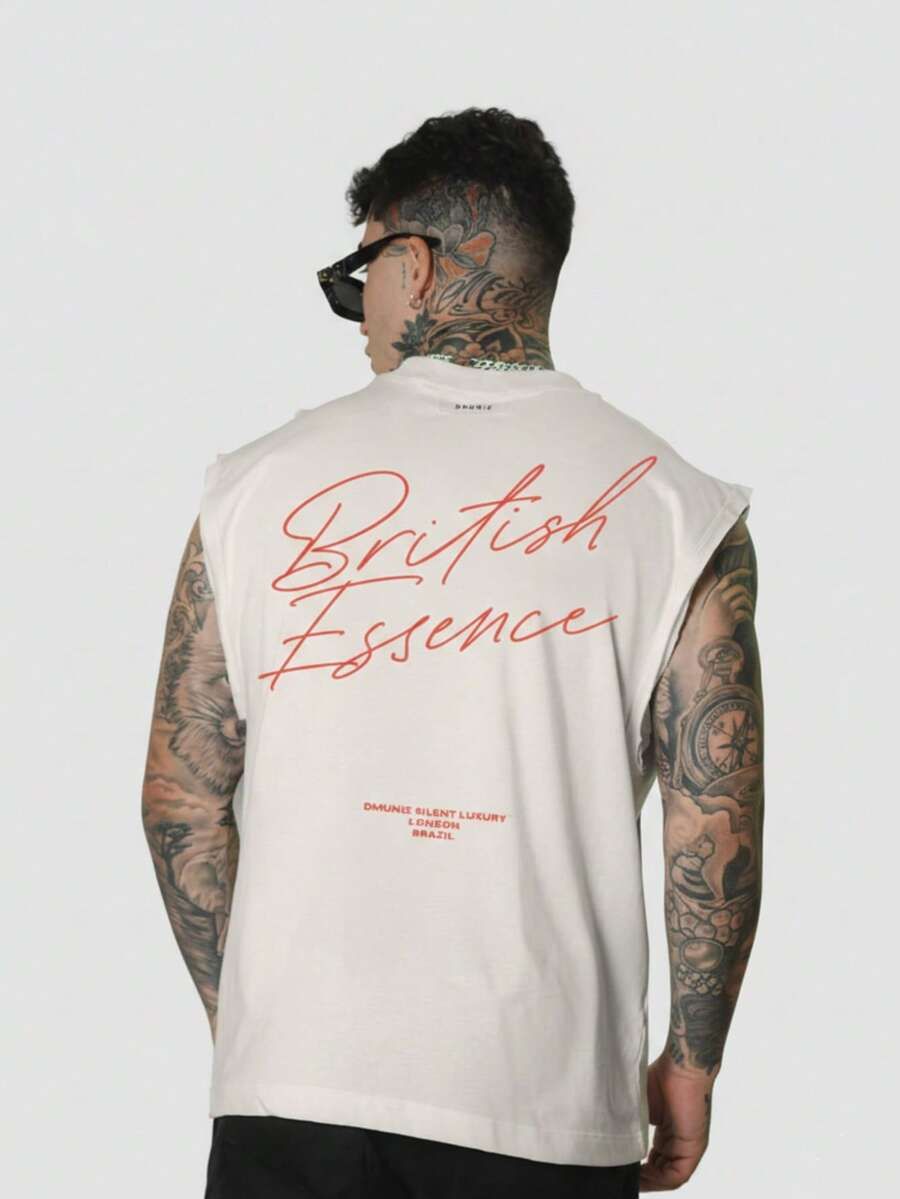 DMUNIZ Oversized Crew Neck Tank Top Streetwear British Essence London Brazil New Release 100% Cotton - 奶油 - 查看 1