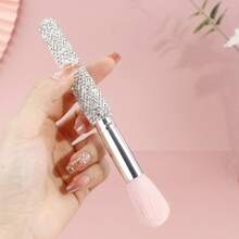 Premium Luxury Rhinestone Flat Foundation Brush, Ergonomic Arched Design With Soft Synthetic Bristles, Professional Makeup Tool For Liquid/Cream Foundation, Flawless Finish Stylish Beauty Gift San Valentín Valentine Day,Holiday Essential,Makeup Brushes,Y2k, - Diamond - View 10