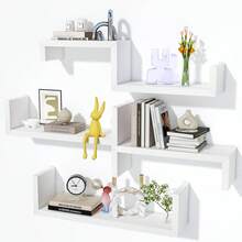 3/5-Piece White Floating Wall Shelf Set, Suitable For Bedrooms, With Multi-Tiered Freely Assembled Floating Shelves, Is An Ideal Choice For Home Decoration And Accessory Storage, And Is Highly Suitable For Use In Bedrooms, Living Rooms, Kitchens, Offices, And Bathrooms - 白色 - 查看 11