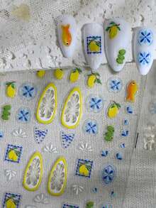 1Pc Bohemian Style Nail Art Stickers , Lemon,Fish Phone Case DIY Stickers, Fruit Painting Nail Art Stickers - Multicolor - View 1