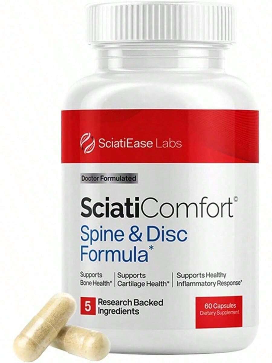 SciatiEase SciatiComfort Spine And Disc Support Supplement Sciatic Nerve Support Supplement - VIT D3 K2, Aquamin, Calcium, Magnesium, Type Collagen, Pea (Collagen) - 30 Day Supply-HHYD-HHYD - 1 - 查看 1