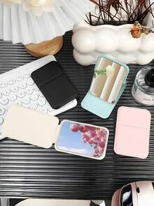 1 pièce Miroir de maquillage pliable de style Y2K, léger et portable, en matériau de haute qualité en PU, convient à diverses occasions, design compact carré pliable, idéal pour la maquillage, prix abordable, peut également être utilisé comme décoration intérieure - Multicolore - Voir 5
