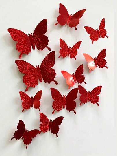12pcs 3D Butterfly Wall Stickers, Living Room Bedroom Wall Decor, Stickers, Wall Decals, Vinyl Stickers, Home Decor, Spring Decorations, Add Vitality To Your Home, Holiday Decorative Stickers, Birthday Graduation Gifts, Party Supplies, Wall Decor, Stickers, Wall Decals, Room Decor, Home Decor