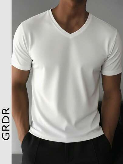 GRDR Men's Summer Fashion Classic V-Neck Short Sleeve T-Shirt, Suitable For Morning Jog, Workout, And Walking