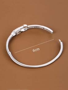 1pc Unique Safety Pin Shaped Design Cubic Zirconia Inlaid Women Bracelet, Casual Gift - Multicolor - View 5