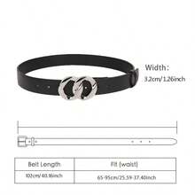 Y2K 双环扣宽腰带 黑色亮面 PU 皮革 辣妹风束腰带 - 雙圈 - 查看 11