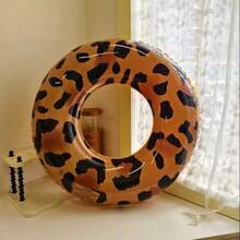 Leopard Print Inflatable Swimming Ring, Beach Party Water Toy For Kids - Brown - View 5