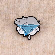 Hippo Quote Enamel Brooch - Cute Badge For Backpacks And Clothes - White - View 3