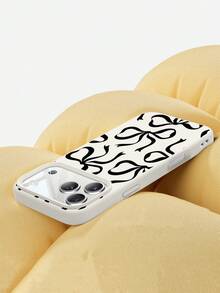 1pc Fashionable INS Style Minimalist Full-Screen Black Bow Design Phone Case, Liquid Silicone Shock-Proof Soft Cover Compatible With IPhone 11/12/13/14/14Plus/15/15Plus/16/16Plus/7/8Plus/17/17Pro And Other Models - Multicolor - View 2