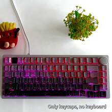 130+键帽套装，常春藤渐变轮廓线键帽（仅键帽），裂纹纹理背光侧印键帽，兼容104/98/87/75/68/64/61键键盘 - 青藤色 - 查看 7