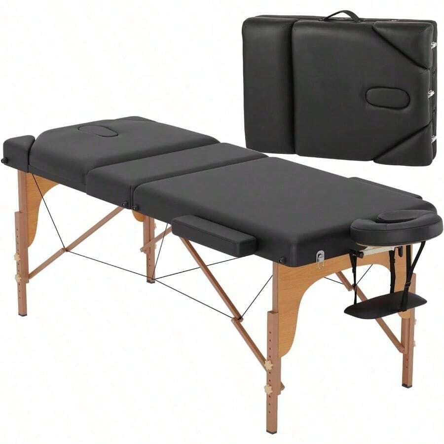 Massage Table Protable Massage Bed 28 In Wide Lash Bed Height Adjustable Bed - Black - View 1