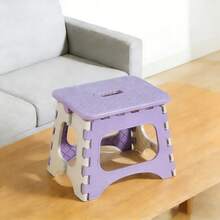 Thickened Plastic Portable Folding Stool With Handle - Lightweight And Sturdy Square Design, Compact Foldable Stool For Indoor/Outdoor Use, Durable And Easy-To-Clean Surface, Available In 4 Colors (Pink, White, Purple, Green) - Suitable For Home, Camping, Picnic - Ghế xếp màu tím - Xem 10