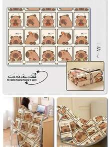 Manta de oficina, manta de terciopelo coral universal de cuatro estaciones, toalla, colcha, manta de sofá, manta de aire acondicionado, manta, chal, siesta de otoño - Caqui - Ver 2