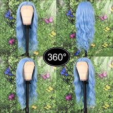 13X4 Purple Color Long Body Wave Lace Front Wig 26" Long Wavy Wigs Glueless Free Part 180% Density Violet Purple Wavy Hair With Adjustable Straps & Combs Heat Resistant Soft Loose Wave Synthetic Hair Replacement Wigs For Women Perfect For Daily Wear Parties & Special Occasions - 淺藍色 - 查看 7