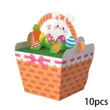 10pcs/Pack 3D Cartoon Carrot Rabbit, Easter Gift Packaging Box, Paper Box Handbag, Easter Candy Box, Easter Gift - Orange - View 12