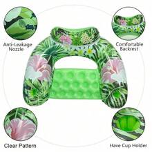 1pc Maple Leaf Pattern Inflatable U-Shaped Floating Chair, Simple Water Recreation Floating Device, Maple Leaf PVC Inflatable Floating Pad With 2 Cup Holders, Foldable Maple Leaf U-Shaped Floating Bed, Water Leisure Chair, Pool Party, Beach Entertainment - Multicolor - View 7