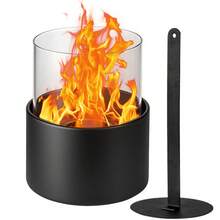 Portable Decorative Fire Pit | Tabletop Indoor & Outdoor Fire Bowl For Home Ambience, Garden, Patio & Balcony Decor - Black - Circle - View 3