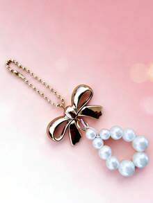 1pc Bow Pearl Pendant Suitable For Handbags And Evening Bags - White - View 2