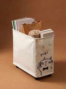 Joivida Under-Desk Rolling Storage Cart - Multifunctional Storage Basket,Essential For Mobile Office Organization,With Cute Cat Pattern - Under-The-Table Organizer With Wheels, Plastic Office Supplies Basket For Home And Work Space,School Supplies,Back To School - Multicolor - View 2