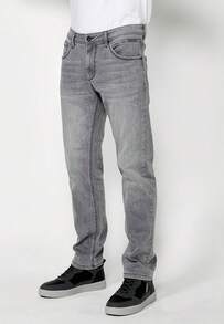 Koroshi Men's Straight Regular Fit Long Trousers With Front Zip And Button Closure DENIM GREY / GREY DENIM 30 - Grey - View 2