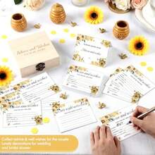 51 Pcs She Found Her Honey Wedding Advice And Wishes Cards With Wooden Box For The Mr And Mrs Bridal Shower Decorations Games For Bride Groom Reception - Bee - View 2