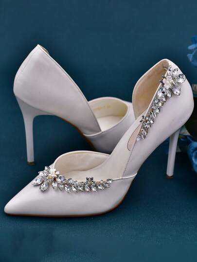 1 pieza Decoración brillante para zapatos de mujer, hebillas de zapatos con estilo de diamante de imitación, zapatos de boda, tacones altos, accesorios de zapatos de punta, accesorios para zapatos de banquete de boda, clips de zapatos desmontables, recuerdos, regalos festivos, accesorios de mujer