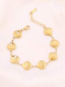 1pc Stainless Steel Hollow Ocean Shell Bracelet For Women Fashion 18K Gold Plated Simple Waterproof Chain Bracelets Jewelry Gift - Bracelet - View 8