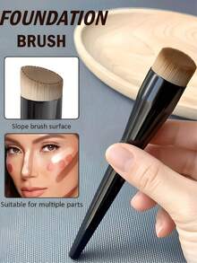 1PC Flat-Top Foundation Brush, Contour Brush, Angled Blush Brush, And Professional Makeup Brushes Designed For Blending Liquid, Cream, And Perfectly Powdered Cosmetics - Multicolor - View 1