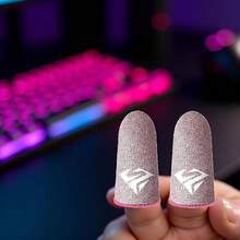 Pair For  Mobile Games Gaming Finger Sleeve Breathable Fingertips Sweatproof Fingertip For Mobile Cove Slip,Finger Sleeves Gaming Accessories (Pink) - Pink - View 4