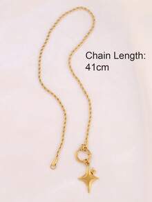 1件装不锈钢月亮星星吊坠项链 时尚18K镀金饰品项链 女士防水首饰 - 項鍊 - 查看 9