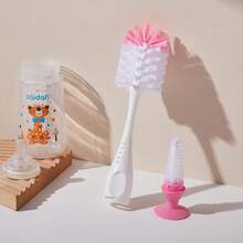 SAIDAH 不掉毛二合一尼龙奶瓶刷套装，含奶嘴刷、吸盘和PP手柄 - 超耐用，无脱落刷毛清洁套装 - 彩色 - 查看 15
