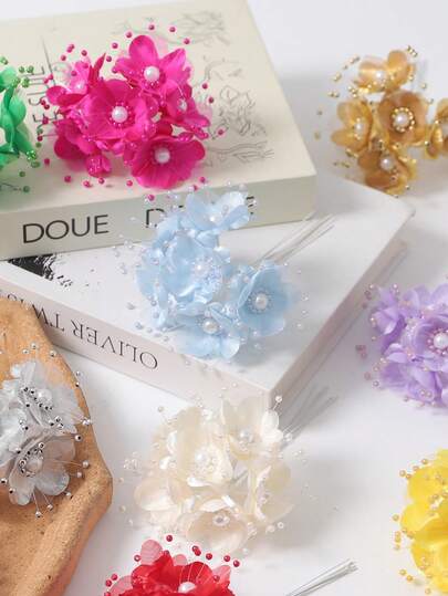 1/3pcs Artificial Flowers Bouquet, 4.72inch Mini Bouquet With Pearl, Suitable For Home Decoration, Wedding Decoration, Craft Handmade, Gift Accessories, Vase Decor, Table Centerpieces, Realistic Flower Arrangements, Valentine's Day