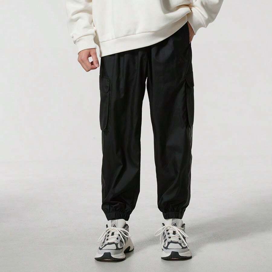 Adidas Men's Woven Long Pants, UTILITY WV PT, Sports Casual Running Training Pants, Commuting Travel Fitness Trousers, JX7186 - Black - View 1