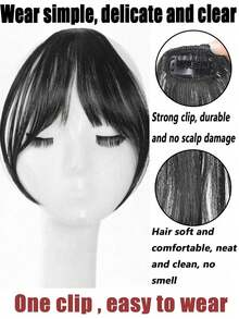 1件装女士优雅自然黑棕色夹式刘海，蓬松卷曲高温丝合成假发，丰盈侧刘海，适合派对和日常佩戴，派对发饰，侧刘海，自然风格假发，发饰，头饰，女士发饰，美发家居发饰，美发造型套装，美发工具套装 - 彩色 - 查看 6