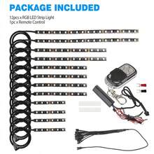 12 tiras de luces LED RGB para motocicleta con modo de parpadeo, salto y atenuación, con control remoto - como en la foto - Ver 2