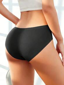 Women's Sexy Print Seamless Low-Rise Underwear Pink Heart Love Comfortable & Cute Underwear, Breathable Ice Silk Soft Comfortable Underwear - 黑色 - 查看 3
