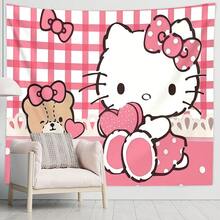 SANRIO 1件INS风Hello Kitty挂毯，可爱女孩心形三丽鸥卧室宿舍室内墙面装饰挂毯 - 彩色 - 查看 2