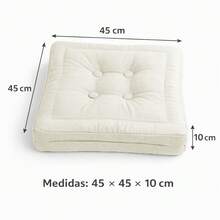 Juego de 2 Cojnes de Suelo Acolchado 45x45x10cm, Cojines para Palets, Banco, Silla y Suelo, Asiento Cómodo Decorativo para Interior y Exterior. Juego de 2 Cojnes Decorativo con Textura de Bambú,Cojin de Asiento Estilo Rústico - Bies blanco - Ver 4