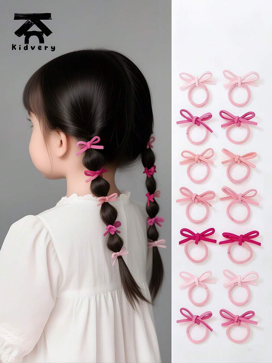 10pcs Mini Butterfly Hair Scrunchies, Suitable For Little Girls With Fine, Soft Hair, Elastic, Cute Princess Style, Versatile For Daily Wear, Minimalist & Adorable - Multicolor - View 1