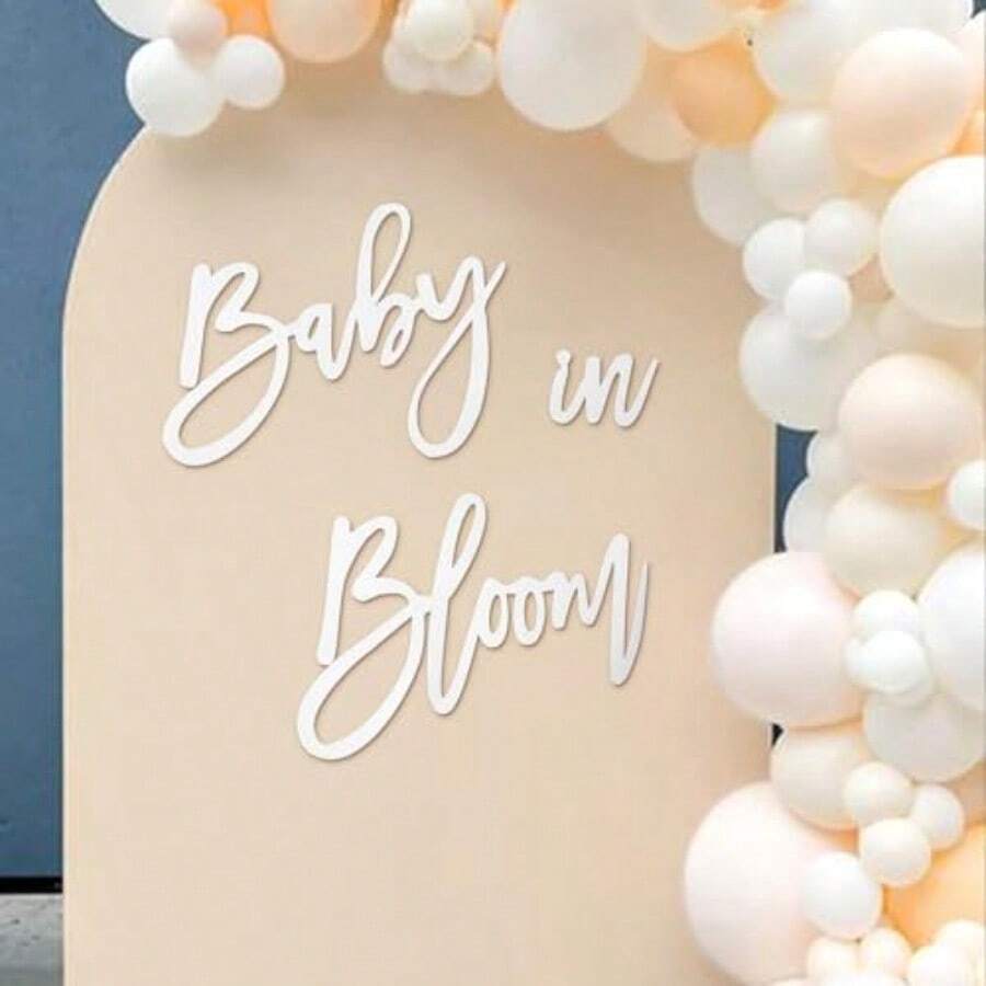 DBaby In Bloom Sign For Baby Shower Backdrop Large Size Felt Letter Gender Reveal Sign For Boy Girl 1st Birthday Party Arch Decor Wall Photo Prop - như hình - Xem 1