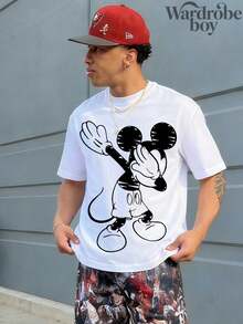 Disney Printed T-Shirt,Men's Mickey Dab Dance T-Shirt, Disney Dab Dance T-Shirt, Fun Disney T-Shirt, Mickey Sketch T-Shirt, Father's Day Gift, Mickey Mouse T-Shirt, Disney Men's Gift - 白色 - 查看 2