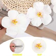 1pc Hawaiian Flower Hair Clips, Artificial Flower Hair Clips For Women, Hibiscus Flower Hair Clips, Lotus Flower Hair Clips, Suitable For Holiday Beach Party, Summer Tropical Flower Hair Accessories, Wedding Party, Gift For Girls, Mother's Day, Hair Claws, Hair Clips, Hair Pins, School Supplies, Head Accesssories - trắng - Xem 4