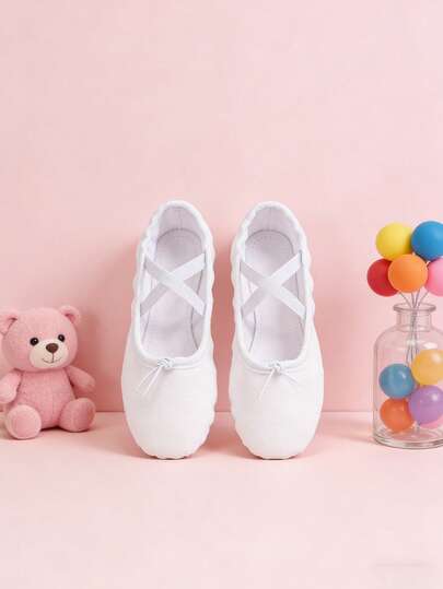 A Pair Of High-Quality Children's Professional Ballet Shoes, Free Design, Simple And Stylish, Soft Sole And Comfortable, Suitable For Dance Competitions, Performances, Yoga