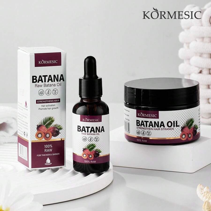 Kormesic Aceite Batana Orgánico 30ml Crecimiento Fortalecedor Hidratante Rejuvenecedor para Todo Tipo Cabello Sin Productos Químicos pre shampoo gel de linaza herbal pelones con spray tonico cebolla ketoconazole - Aceite de Batana + Mascarilla de Batana - Ver 1